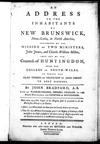 An address to the inhabitants of New Brunswick, Nova Scotia, in North America