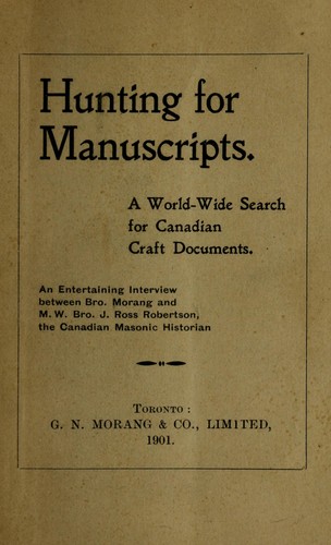 Hunting for manuscripts: a world-wide search for Canadian craft documents