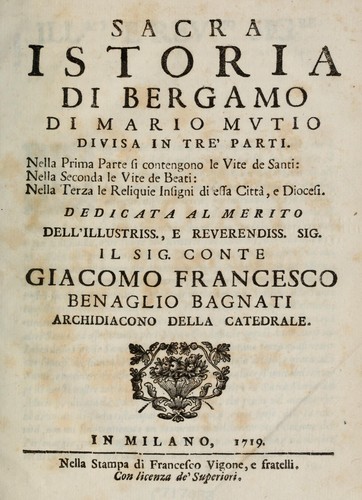 Sacra istoria di Bergamo