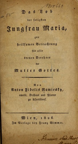 Das lob der seligsten Jungfrau Maria
