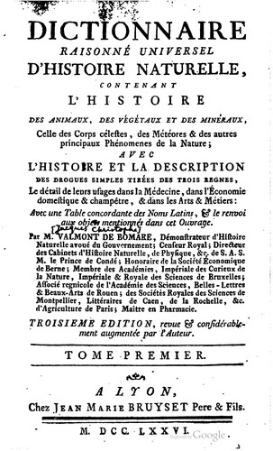 Dictionnaire raisonné universel d'histoire naturelle