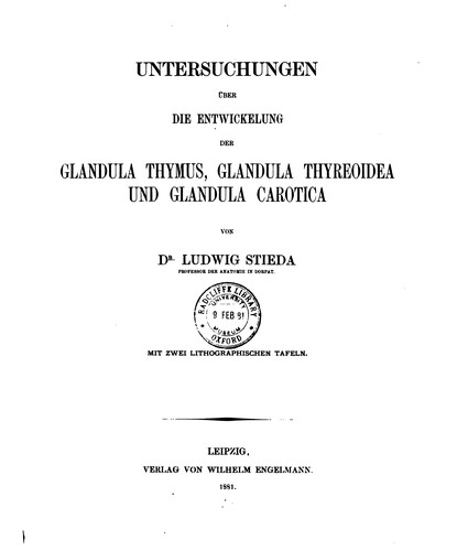 Untersuchungen über die Entwickelung der Glandula Thymus, Glandula Thyreoidea und Glandula Carotica