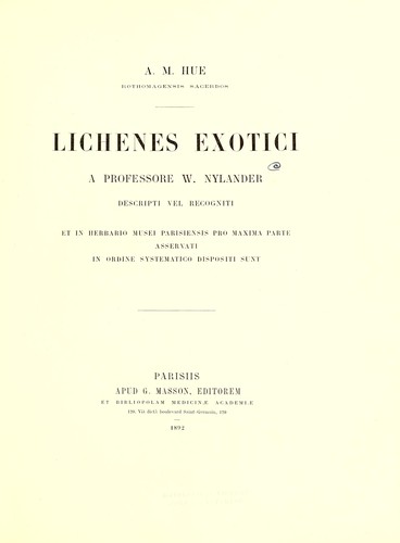 Lichenes exotici a professore W. Nylander descripti vel recogniti