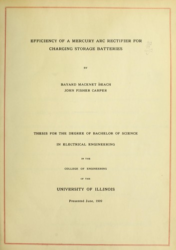 Efficiency of a mercury arc rectifier for charging storage batteries