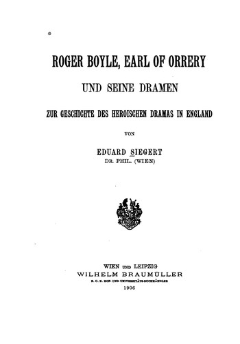 Roger Boyle, Earl of Orrery, und seine Dramen