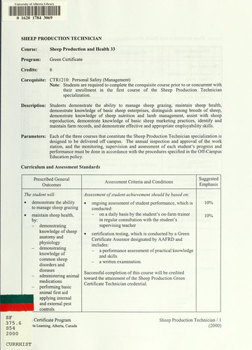 Sheep production technician