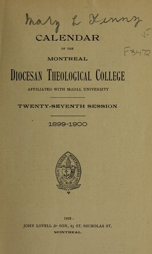Calendar of the Montreal diocesan theological college affiliated with McGill university