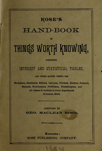Rose's handbook of things worth knowing