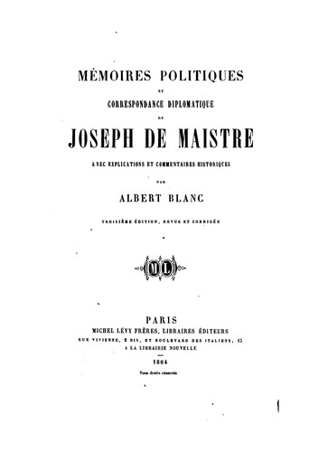 Mémoires politiques et correspondance diplomatique