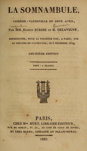 La somnambule, comédie-vaudeville en deux actes