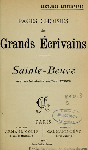 Pages choisies des grands écrivains