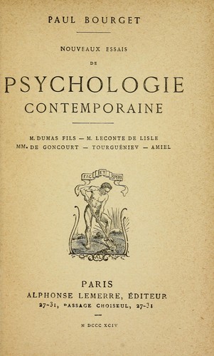Nouveaux essais de psychologie contemporaine