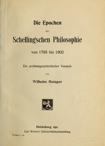 Die Epochen der Schellingschen Philosophie von 1795 bis 1802