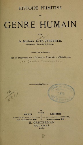 Histoire primitive du genre humain