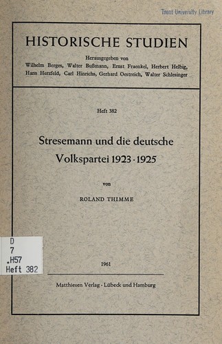 Stresemann und die Deutsche Volkspartei, 1923-1925
