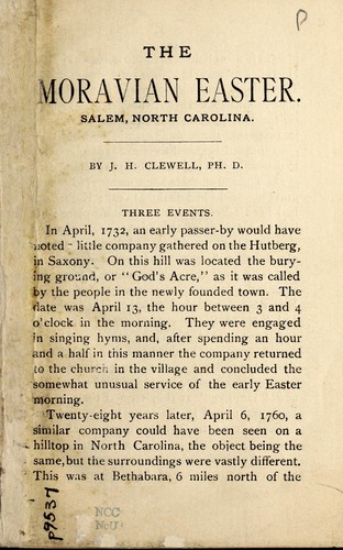 The Moravian Easter, Salem, North Carolina