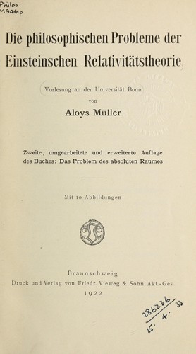 Die philosophischen Probleme der Einsteinschen Relativitätstheorie