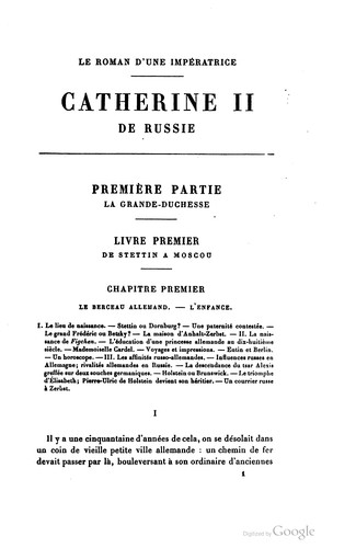 Le roman d'une impératrice, Catherine II de Russie