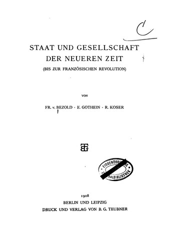 Staat und Gesellschaft der neueren Zeit