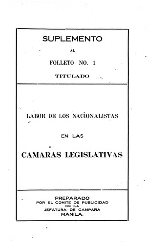 Labor de los Nacionalistas en las Camaras Legislativas