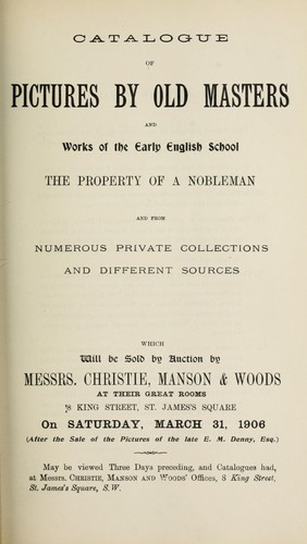 Catalogue of pictures by old masters and works of the early English school, the property of a nobleman