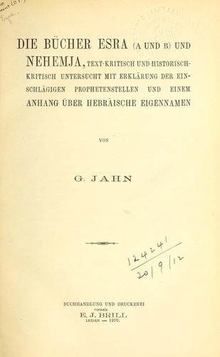 Die Bücher Esra (A und B) und Nehemja
