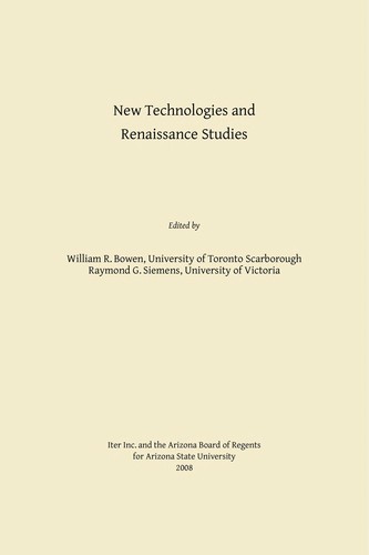 New technologies and Renaissance studies