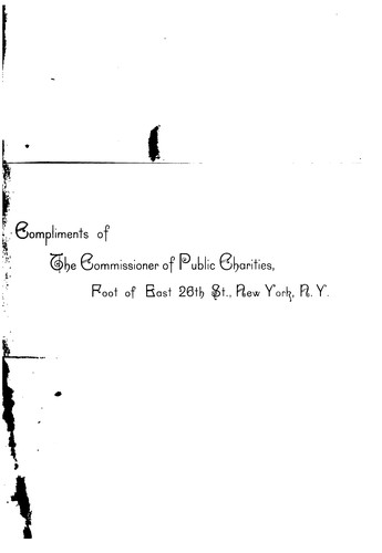 The Department of Public Charities of the City of New York: A Statement of Facts