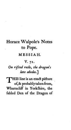 Notes on the poems of Alexander Pope