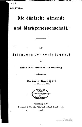 Die dänische Almende und Markgenossenschaft ..