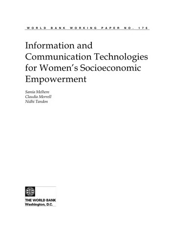 Information and communication technologies for women's socio-economic empowerment