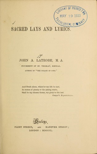 Sacred lays and lyrics