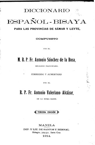 Diccionario espanol-bisaya para las provincias de Sámar y Leyte