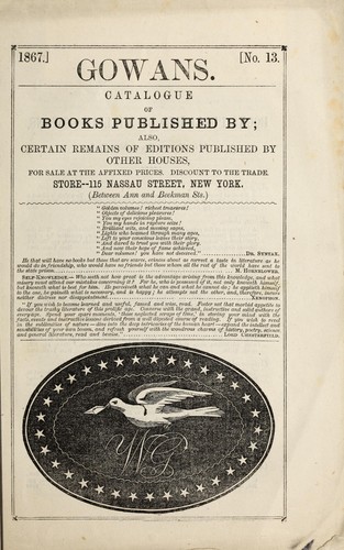 Gowans' catalogue of books published by; also, certain remains of editions published by other houses