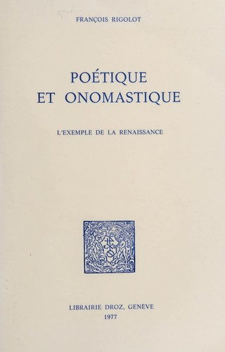Poétique et onomastique