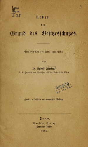 Ueber den Grund des Besetzeschutzes