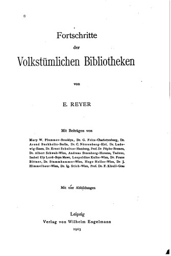 Fortschritte der volkstümlichen bibliotheken