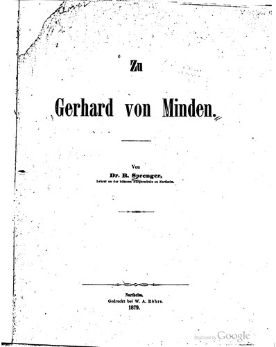 Zu Gerhard von Minden