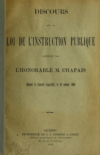 Discours sur la loi de l'instruction publique
