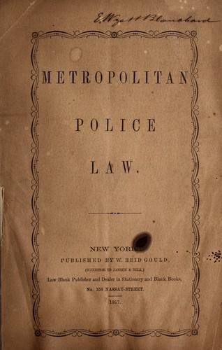 An act to establish a metropolitan police district and to provide for the government thereof