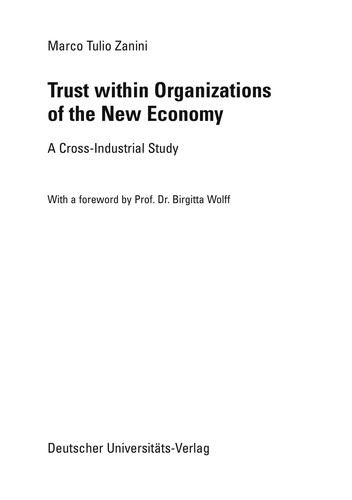 Trust within Organizations of the New Economy