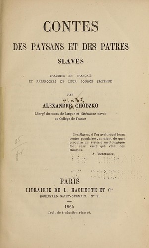 Contes des paysans et des pâtres slaves