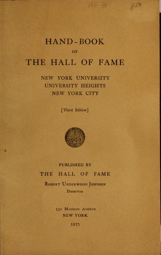 Hand-book of the Hall of Fame, New York university, University Heights, New York city