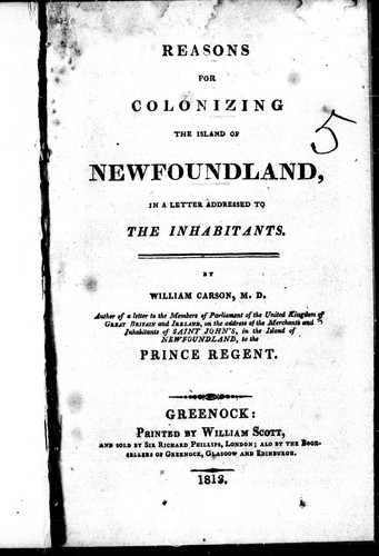 Reasons for colonizing the island of Newfoundland