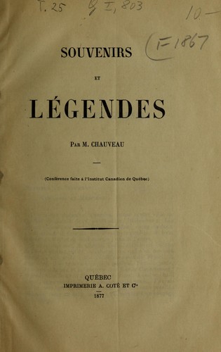 Souvenirs et legendes