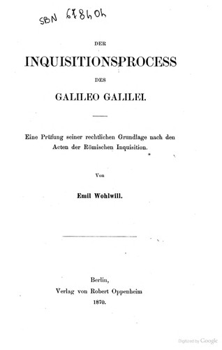 Der inquisitionsprocess des Galileo Galilei