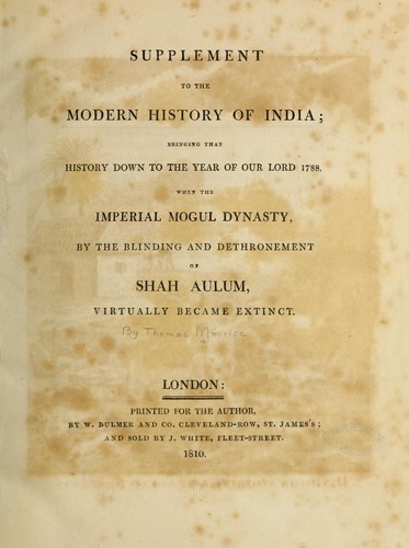 The modern history of Hindostan