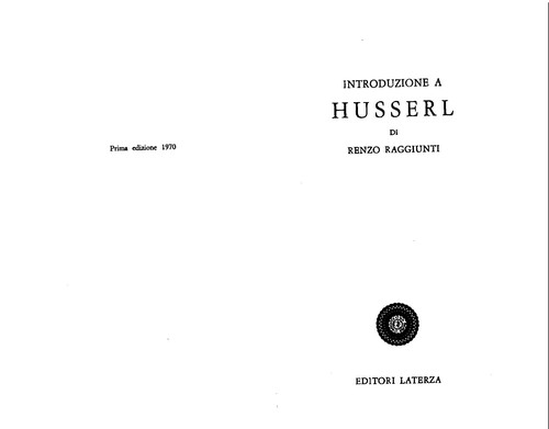 Introduzzione a Husserl