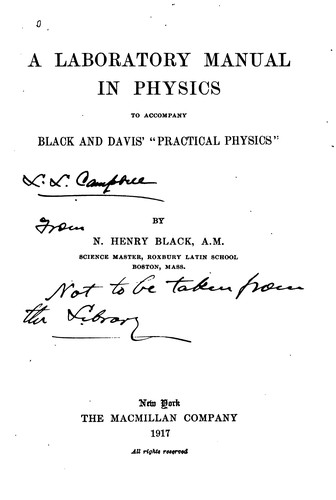A Laboratory Manual in Physics