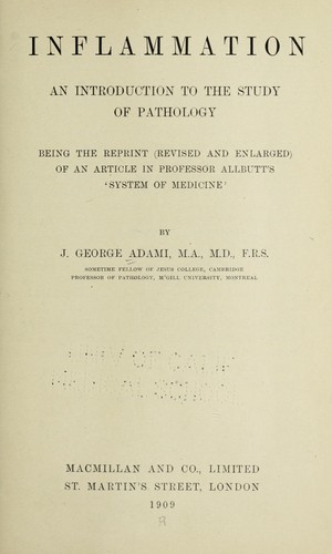 Inflammation; an introduction to the study of pathology